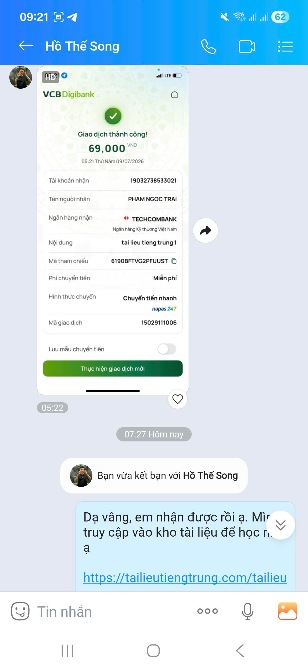 Giao dịch thành công